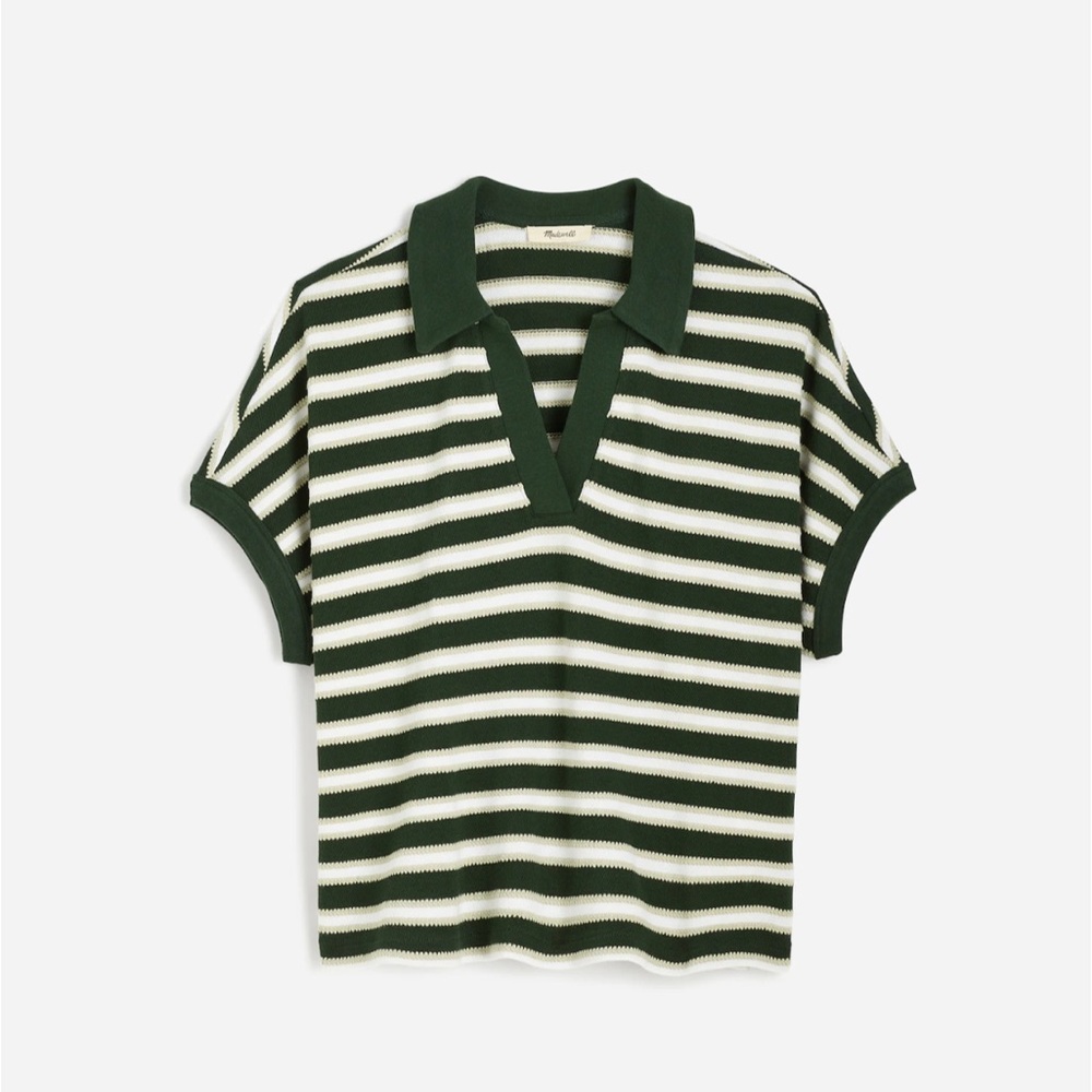 Madewell Relaxed V-Neck Polo Shirt in Stripe